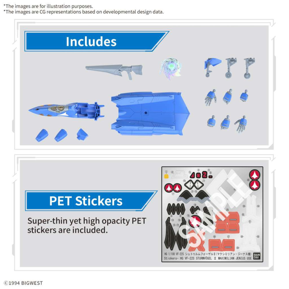 HG VF-22S Sturmvogel II (Maximilian Jenius Use) 1/100 Plamo UK Stock