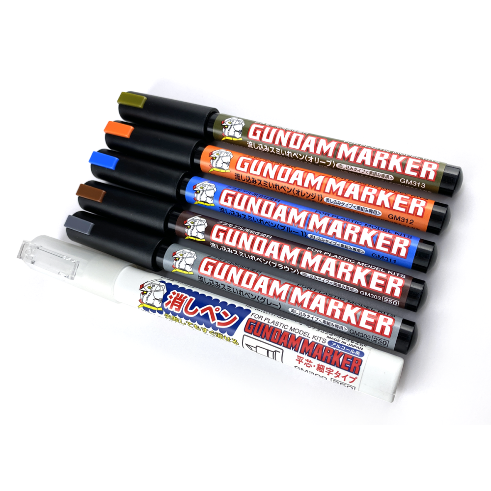 Gundam Marker Extra Thin (Pour Type) Gunpla Panel Liner Set UK