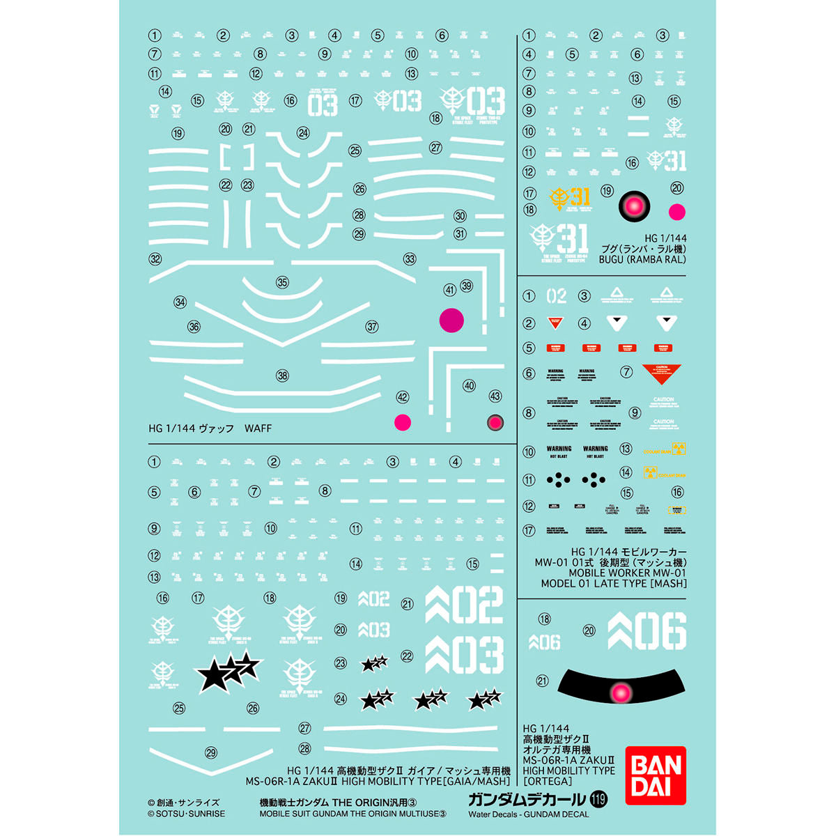 Gundam Decal No. 119 Mobile Suit Gundam The Origin Multiuse 3